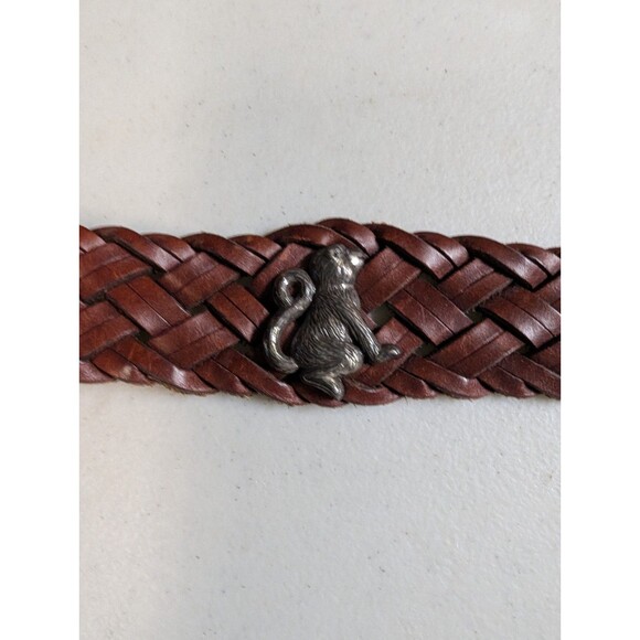 Vtg 90s Brighton Braided Leather Animal Charm Belt Safari Zoo 30​Description: main image 5